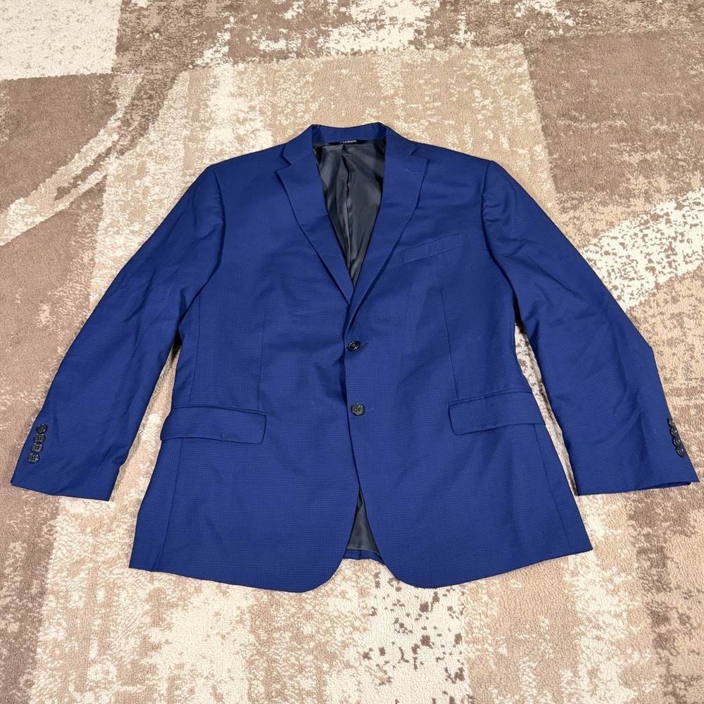 Jos. A. Bank Traveler Sports Coat Men's‎ 48R Blue Wool Check Blazer Business